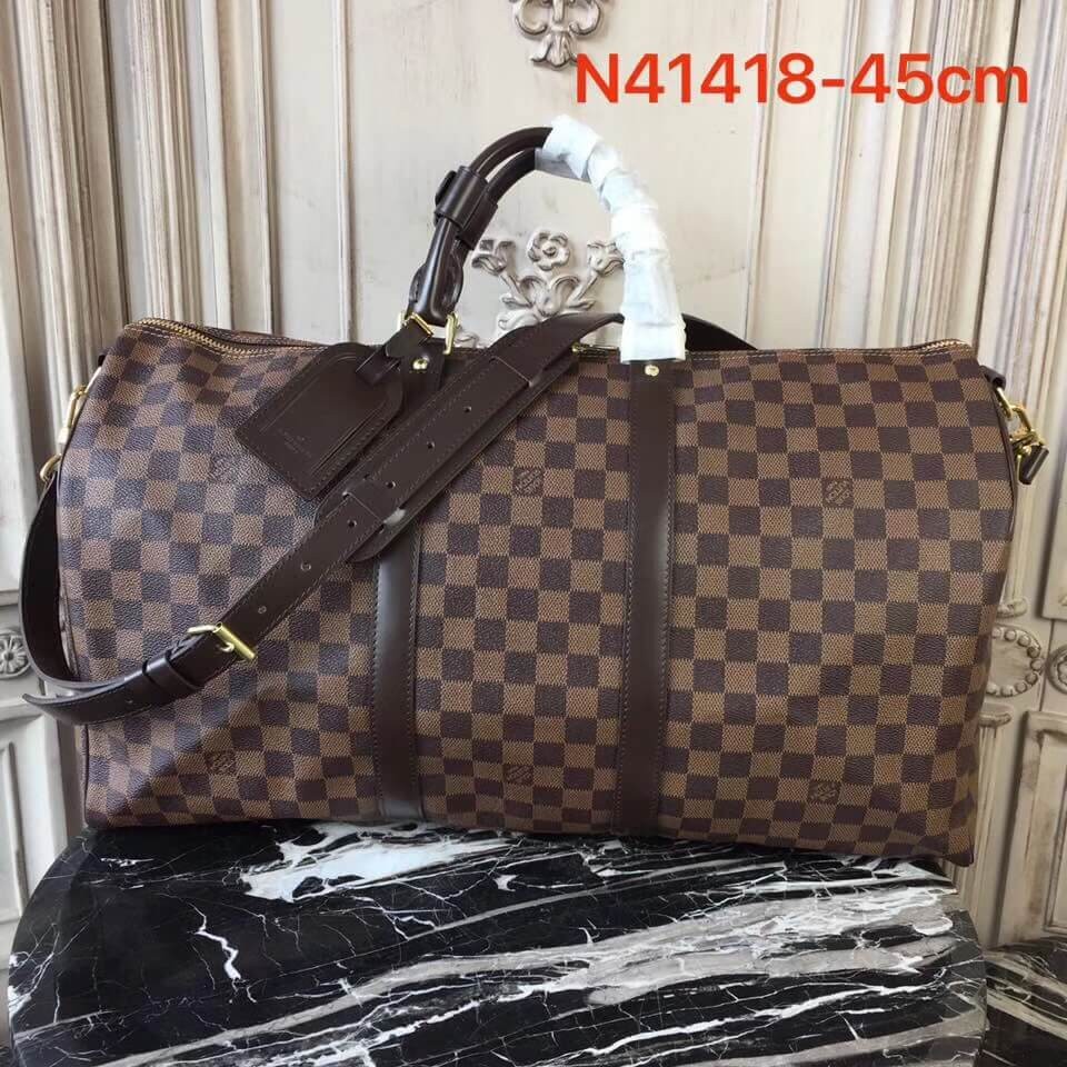 Louis Vuitton Damier Ebene Canvas Keepall Bandouliere 45 N41428