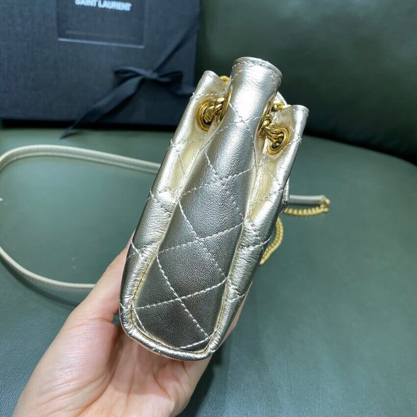 Saint Laurent Nolita Mini Leather Shoulder Bag 672738 Champagne Gold