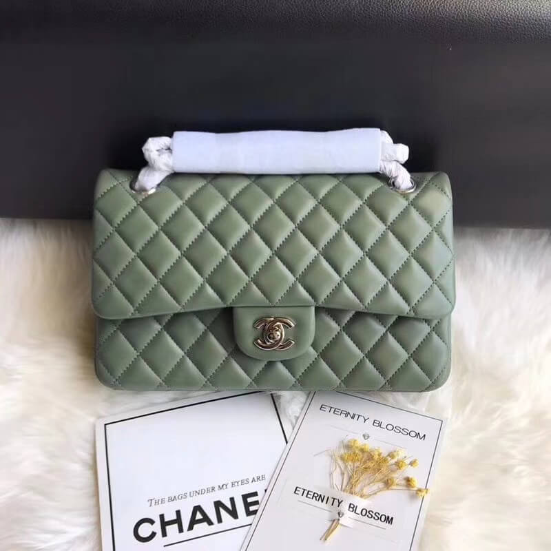 Chanel 1112 Green Medium Size 2.55 Lambskin Leather Flap Bag