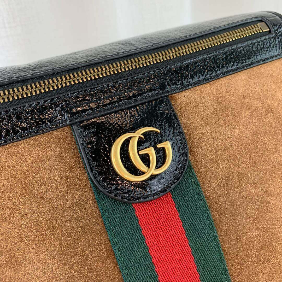 Gucci Ophidia Web Suede Saddle Bag 523658