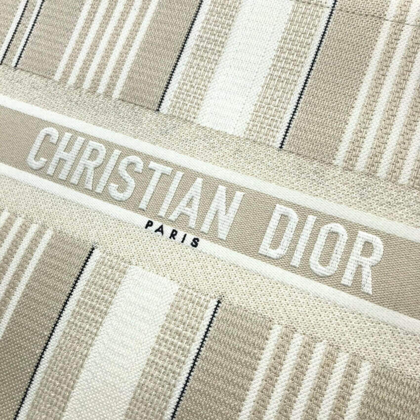Dior Book Tote Beige Stripes Embroidery M1286
