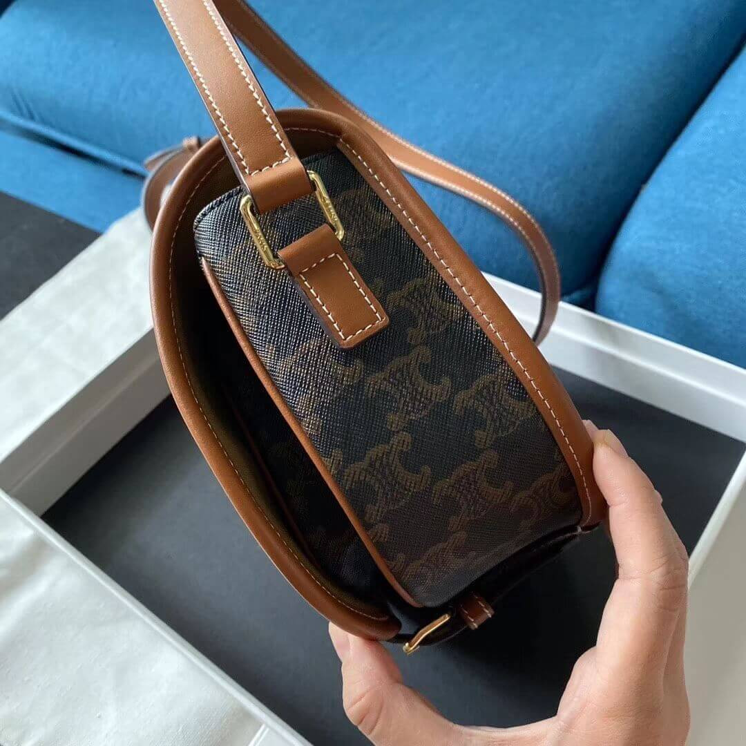 Celine Medium Folco Bag In Triomphe Canvas 191502