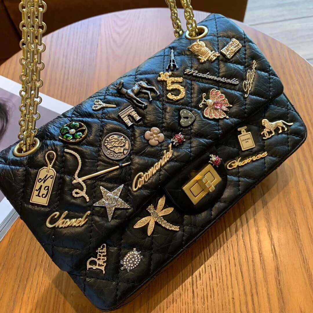 Chanel Aged Calfskin Lucky Charms 2.55 Reissue 225 Flap Black