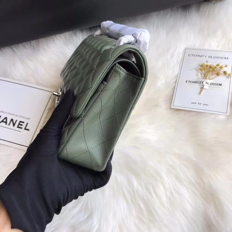 Chanel 1112 Green Medium Size 2.55 Lambskin Leather Flap Bag