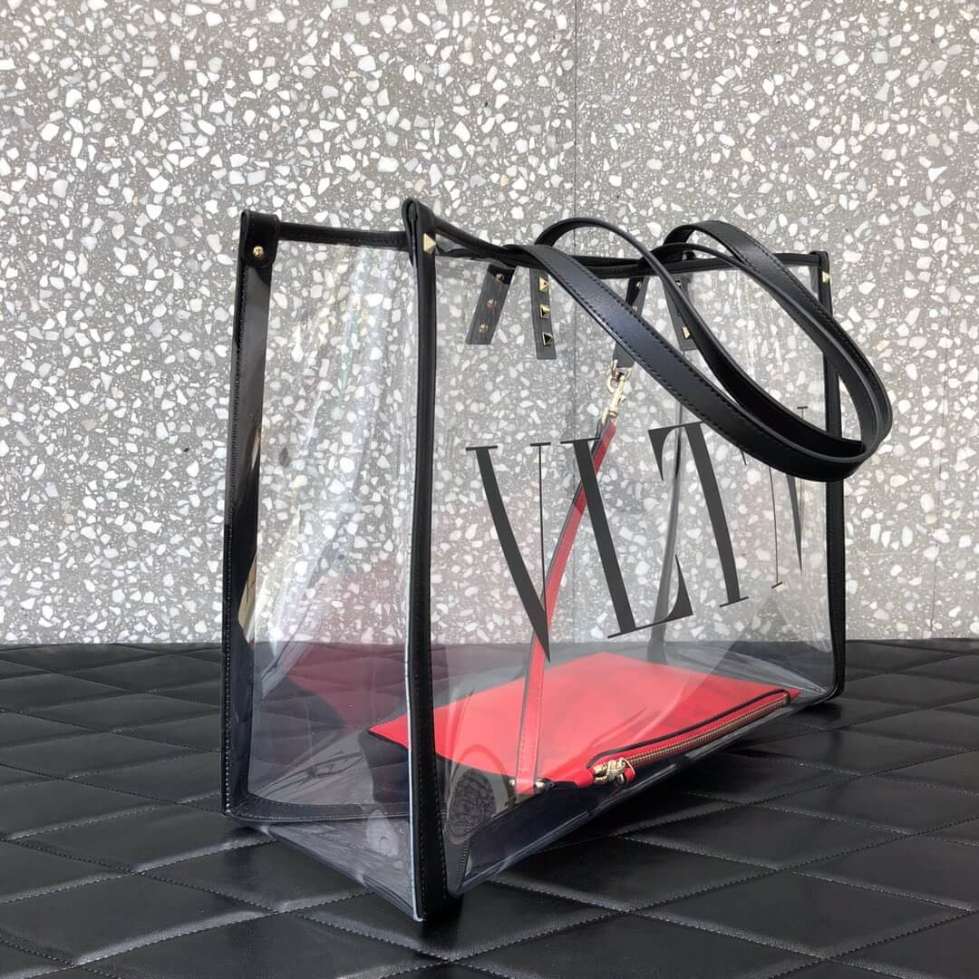 Valentino Garavani Grande Plage Medium PVC & Leather Tote Bag 9008