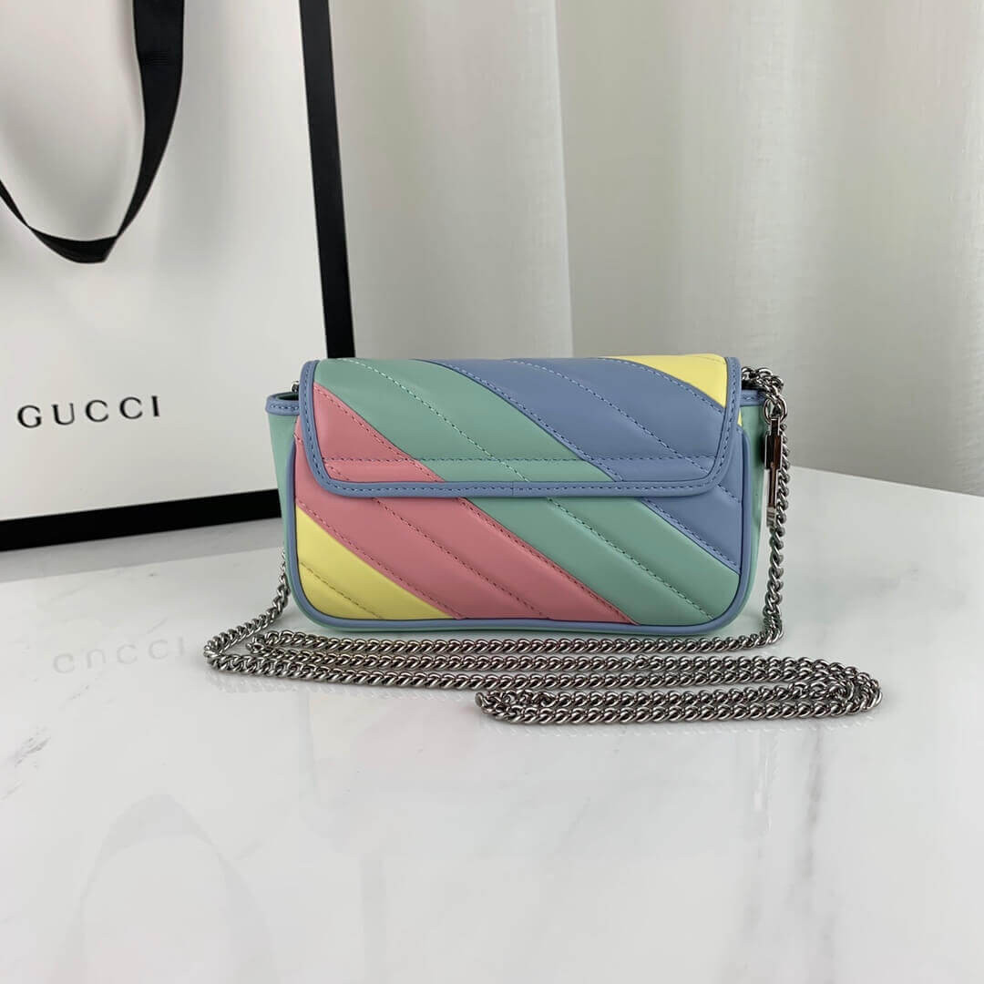 Gucci GG Marmont Super Mini Bag In Pastel And Rainbow 476433