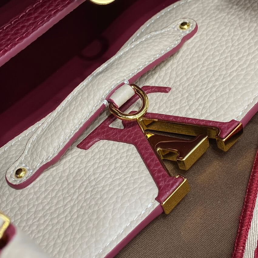 Louis Vuitton Capucines MM M58610 Eggshell/Lie de Vin Red