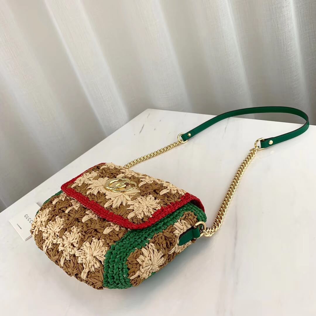 Gucci GG Marmont Raffia Small Shoulder Bag 574433