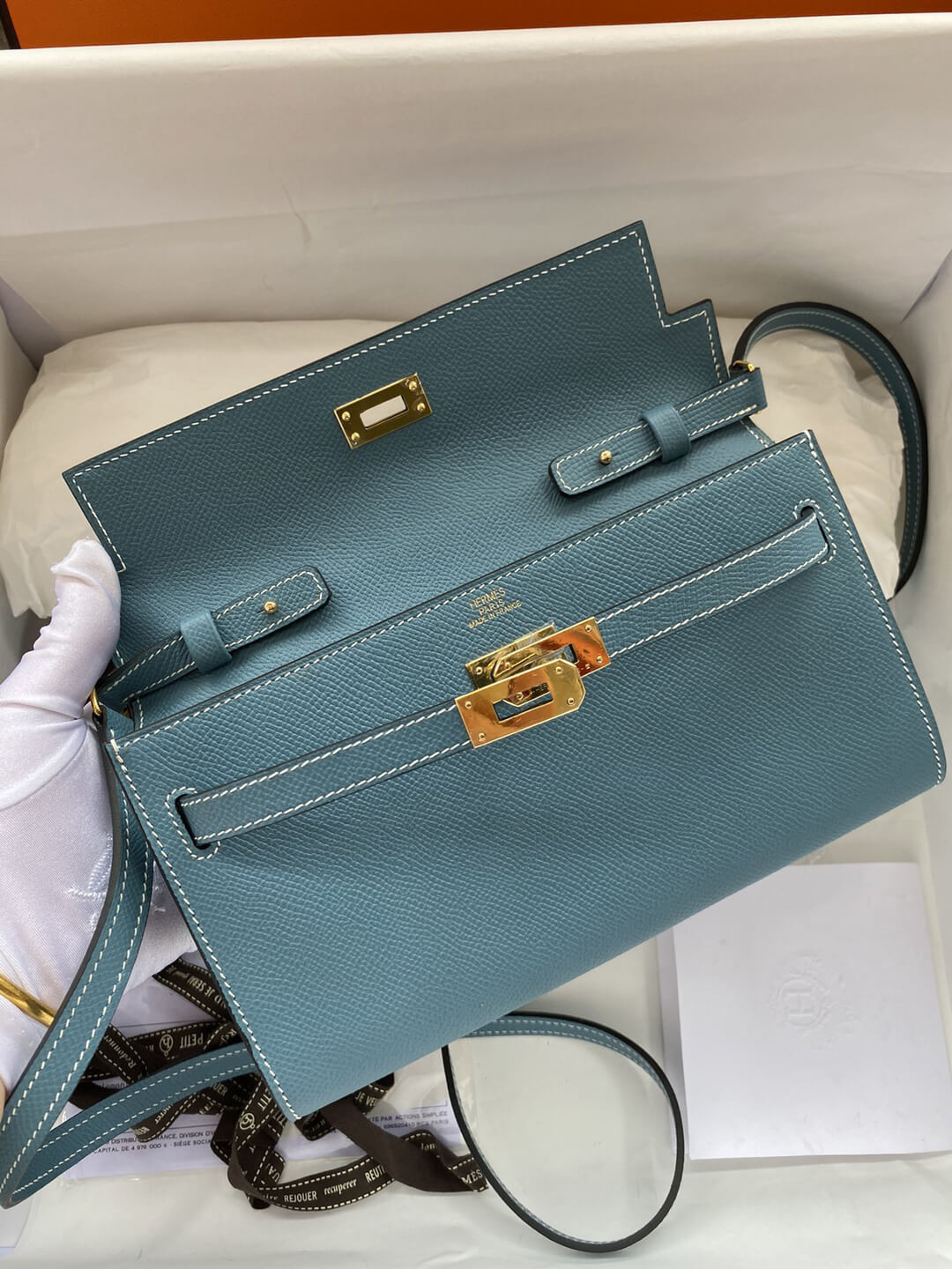 Hermes Kelly Wallet to Go Woc 499041 Blue