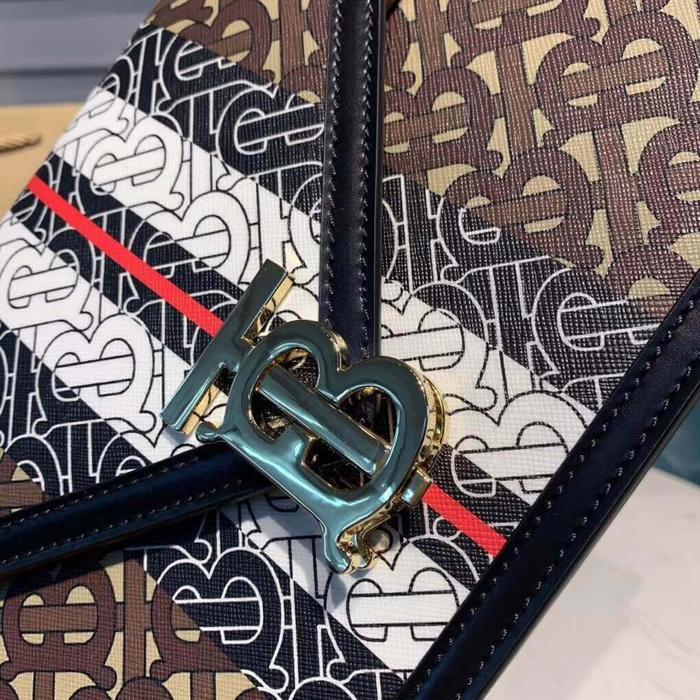 Burberry Small Monogram Stripe E-canvas TB Envelope Clutch 80203051