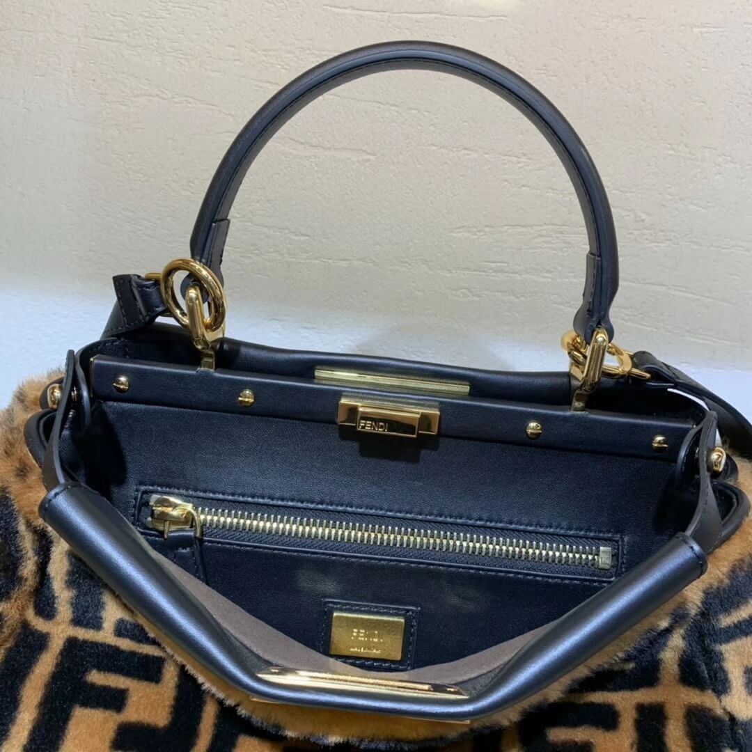 Fendi Peekaboo Iconic Medium Brown Sheepskin Bag 8BN290
