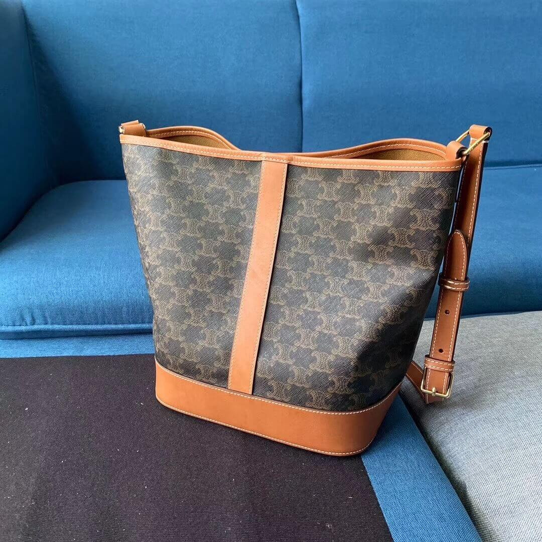 Celine Medium Bucket In Triomphe Canvas 191132