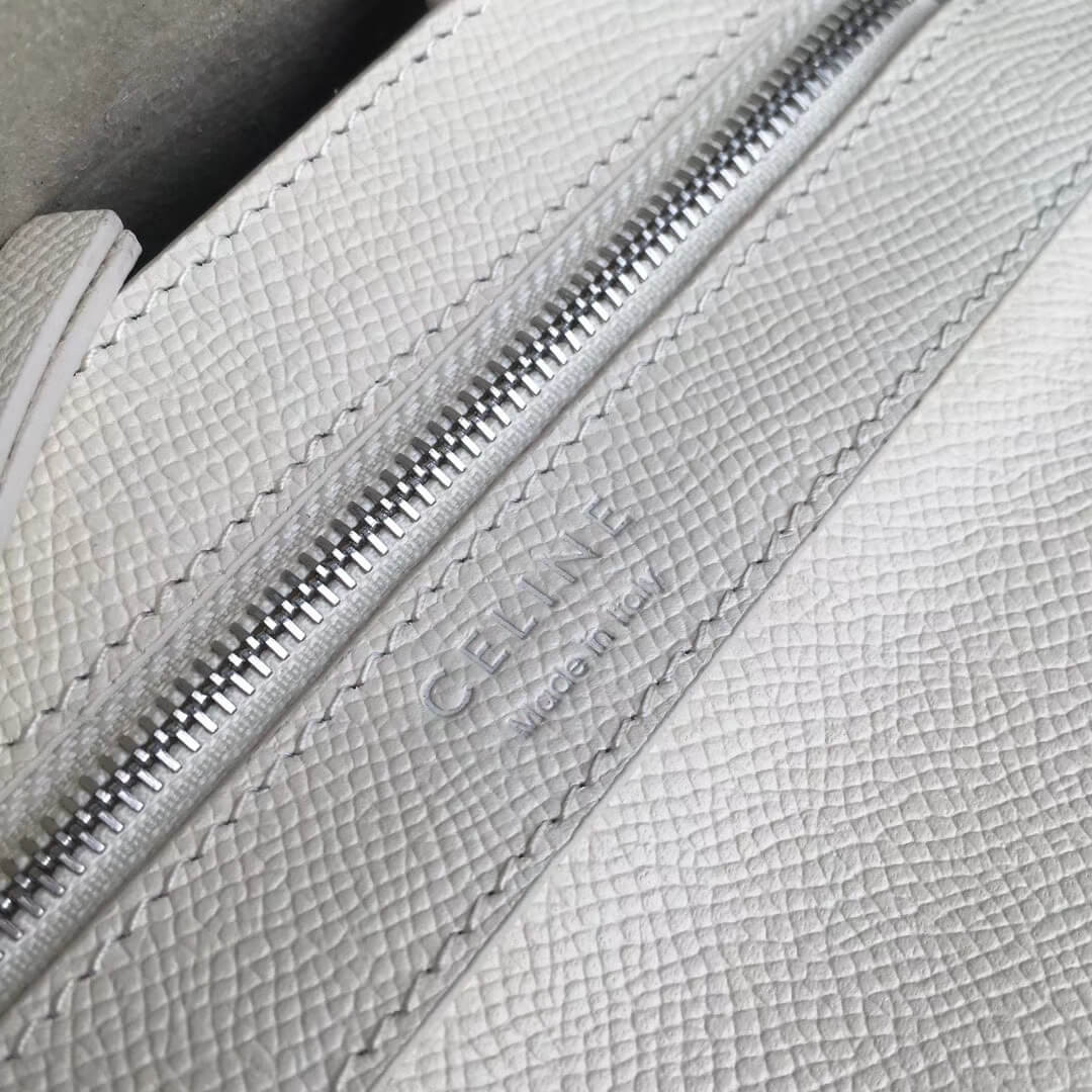 Celine Small Cabas In Grained Calfskin 189813 White/Blue