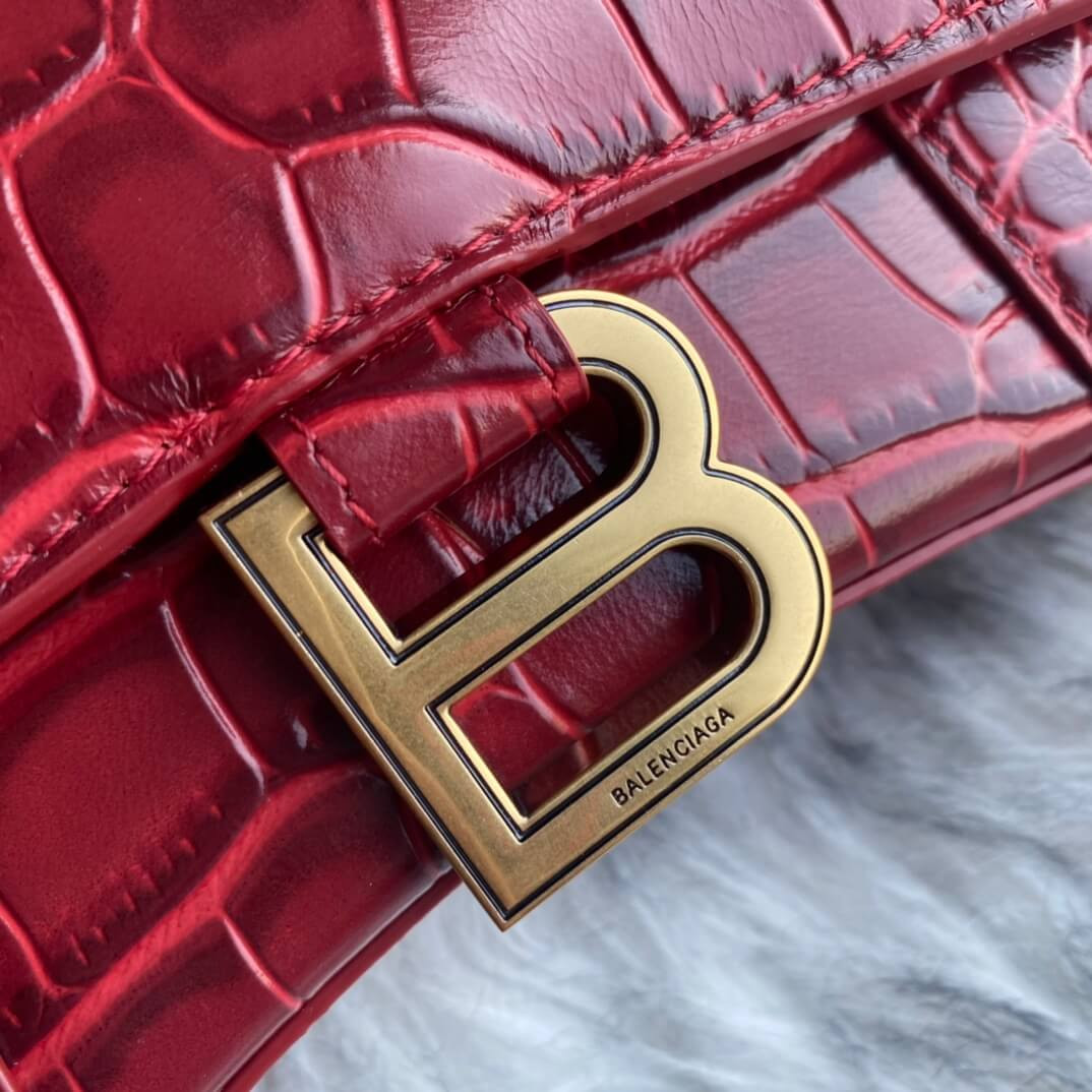 Balenciaga Hourglass XS Croc-Effect Leather Tote