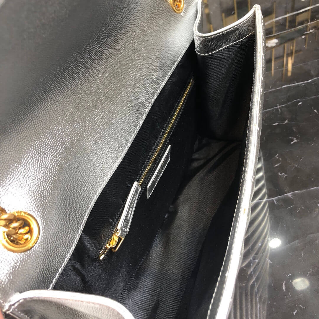 Saint Laurent Metallic Silver Large Envelope Chain Bag 396910