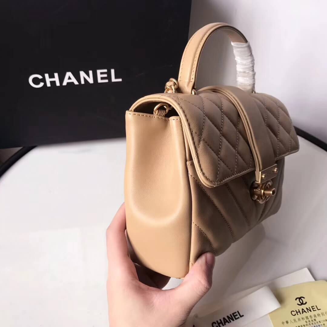 Chanel Calfskin Flap Bag With Top Handle AS0804