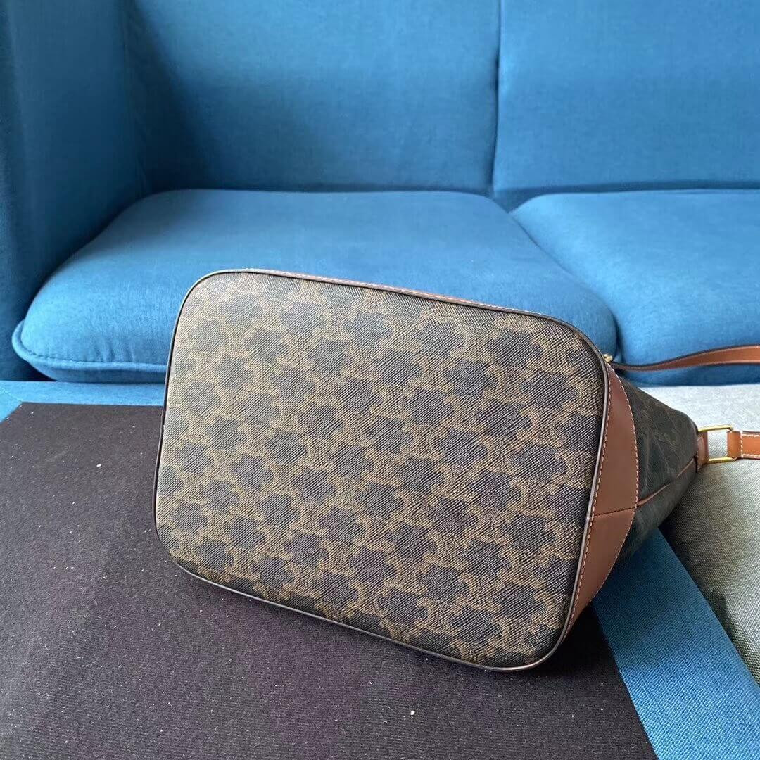 Celine Medium Bucket In Triomphe Canvas 191132