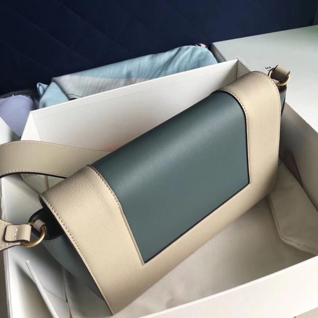 Celine Frame Medium Shoulder Bag 180263 White/Light Blue