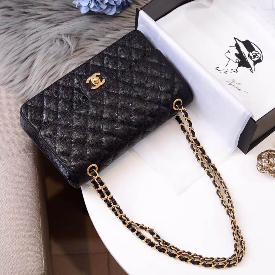 Chanel Caviar Calfskin Classic Flap Bag A01112 Black