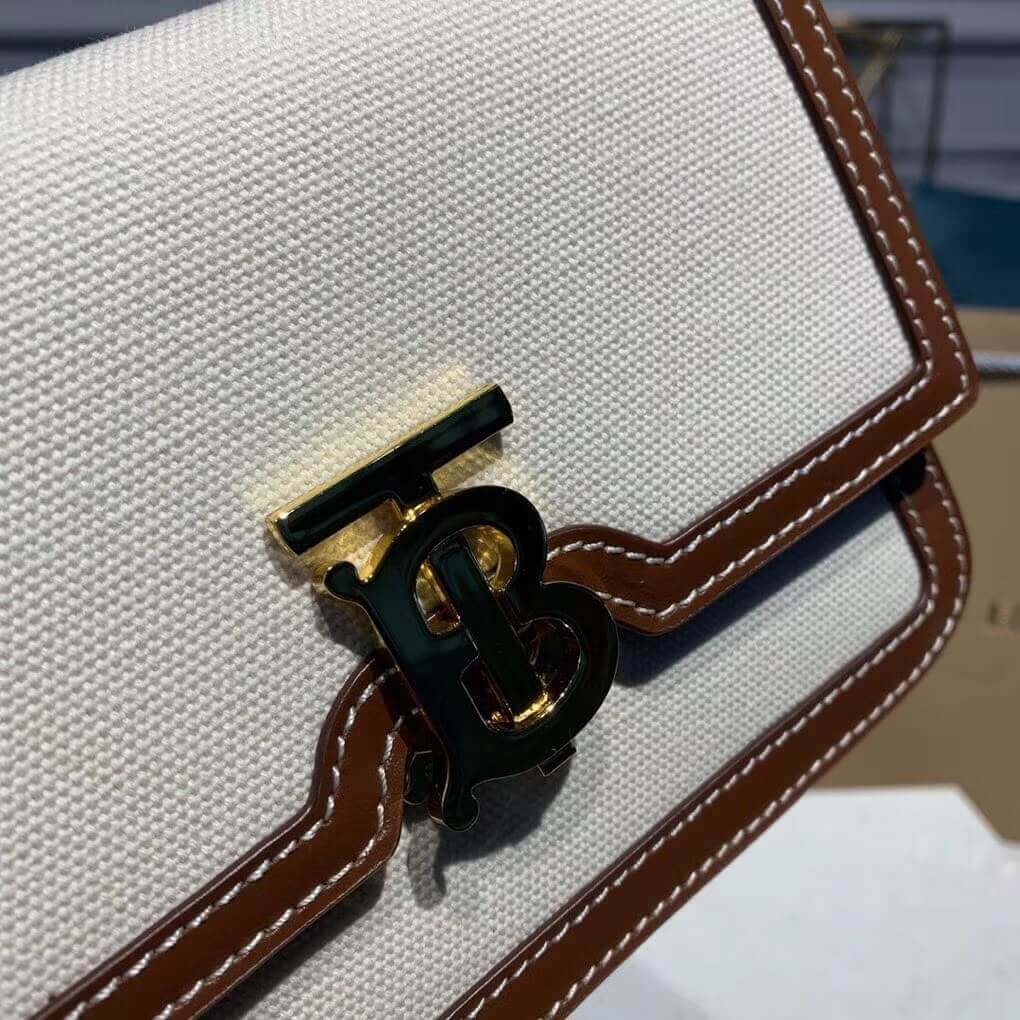 Burberry Mini Two-tone Canvas and Leather TB Bag 80171101