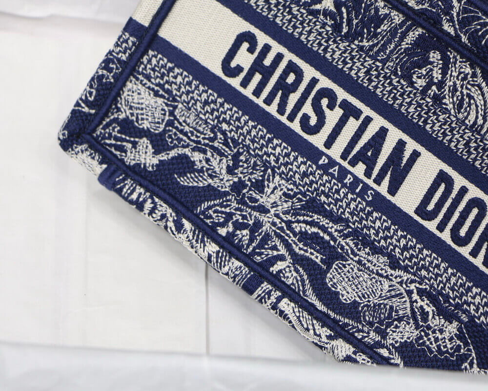 Dior Mini Book Tote Blue Toile de Jouy Reverse Embroidery M1271