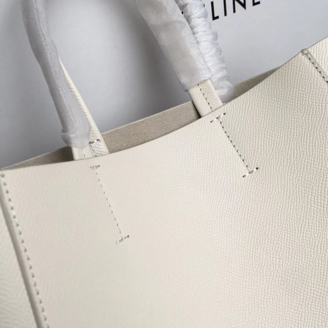 Celine Small Cabas In Grained Calfskin 189813 White/Blue
