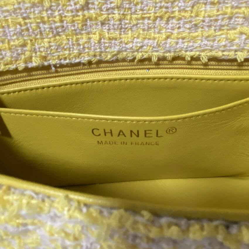 Chanel 20cm Classic Flap Bag in Yellow Tweed 1116