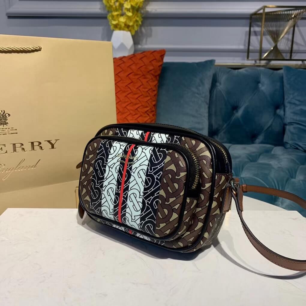 Burberry Monogram Stripe E-canvas Camera Bag 80183621