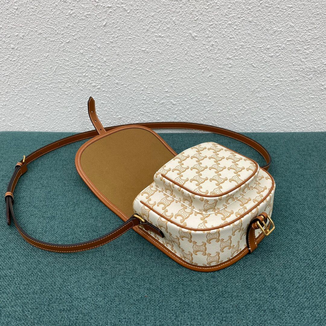 Celine Medium Folco Bag In Triomphe Canvas 191502 White