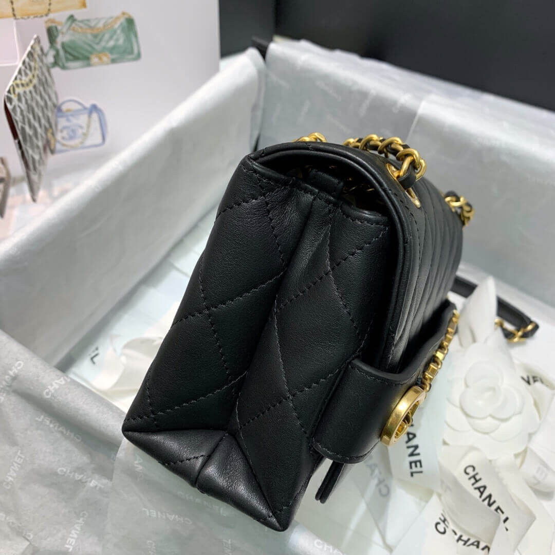 Chanel Front Logo Small Flap Bag AS1490