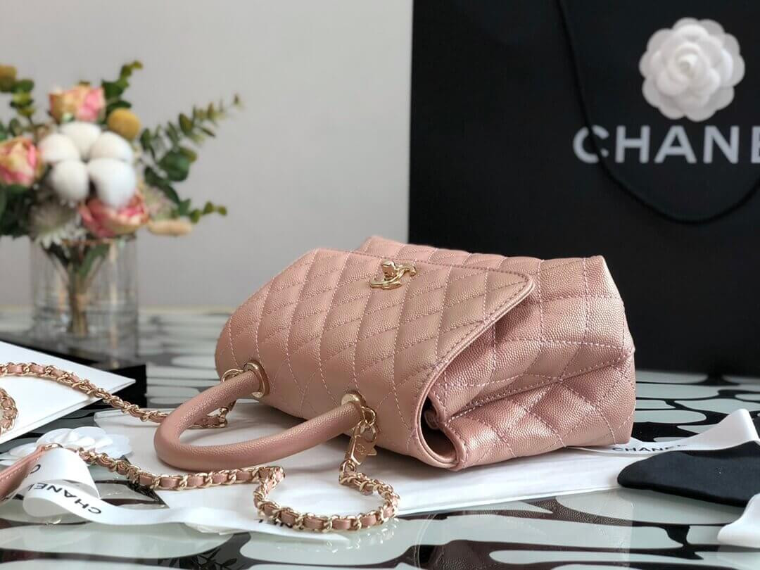 Chanel Grained Calfskin Mini Flap Bag with Top Handle 99003