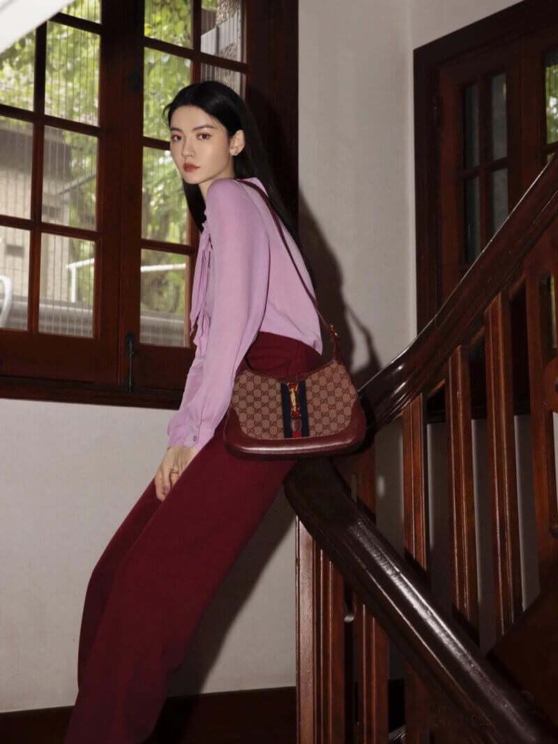 Gucci Jackie 1961 Small Shoulder Bag 636706 in Burgundy GG Canvas