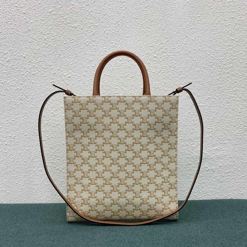 Celine Small Vertical Cabas In Triomphe Canvas 191542 White