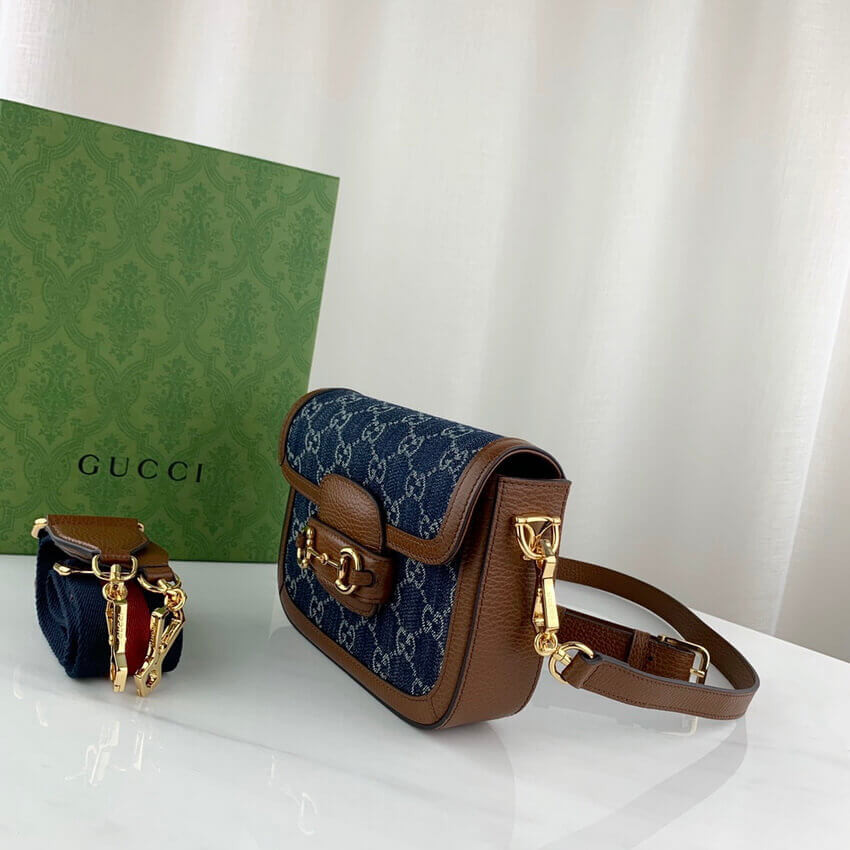 Gucci Horsebit 1955 Denim Mini Bag 658574