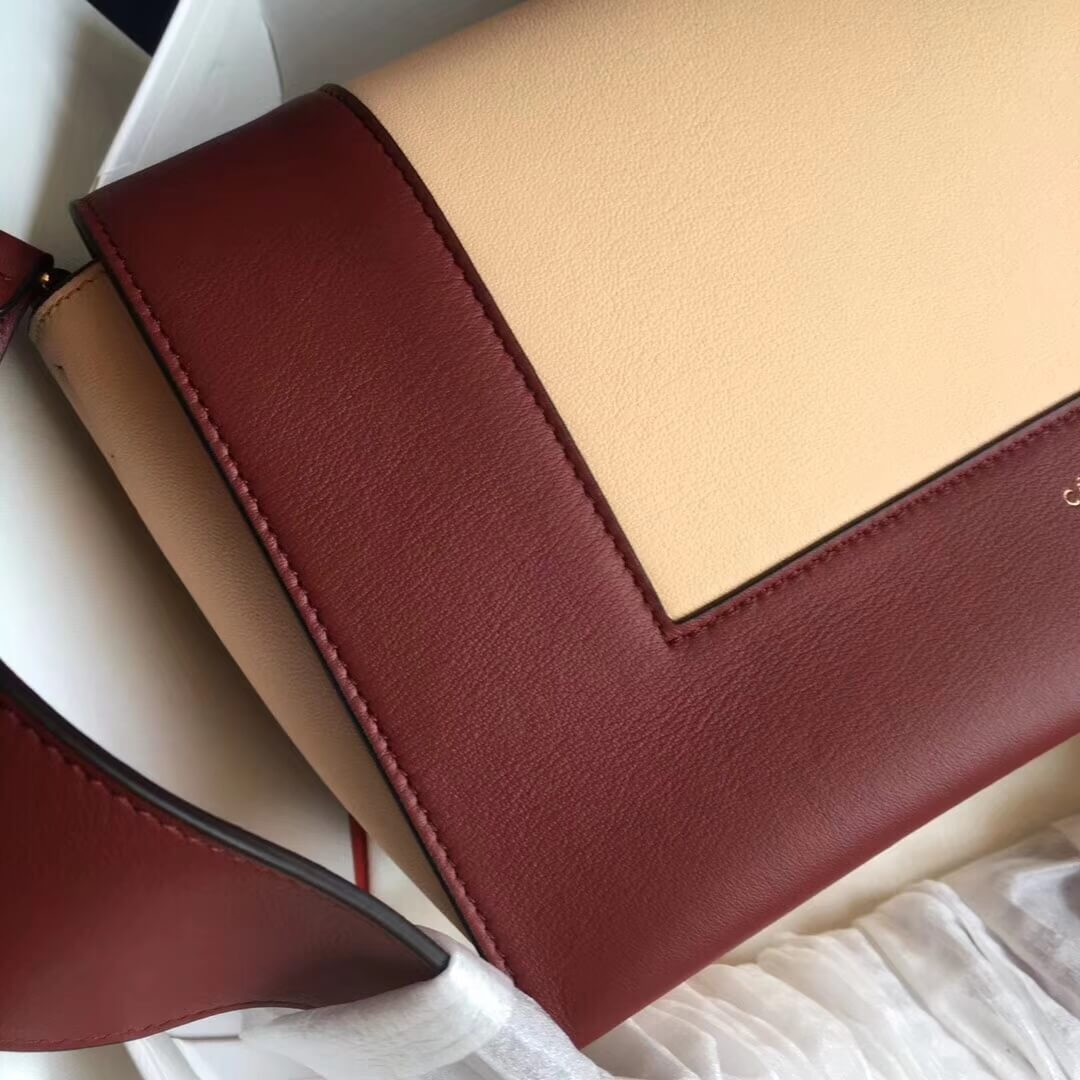 Celine Frame Medium Shoulder Bag 180263 Red/Beige