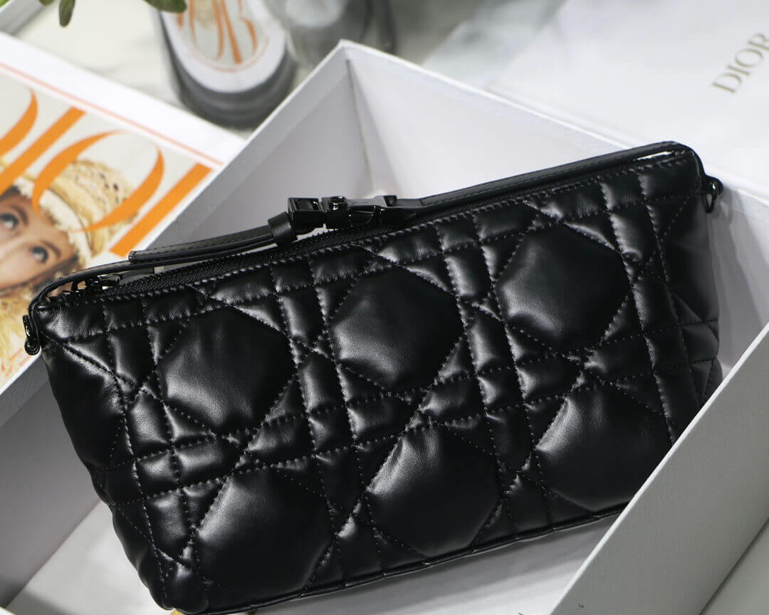 Christian Dior Medium Diortravel Nomad Pouch in Macrocannage Calfskin S5554