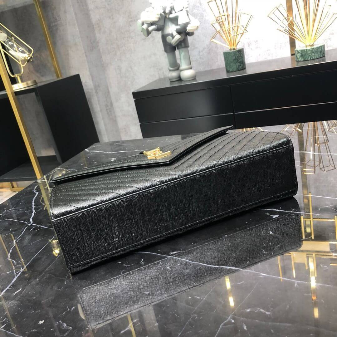 Saint Laurent Grain Leather Large Envelope Chain Bag 396910 Black