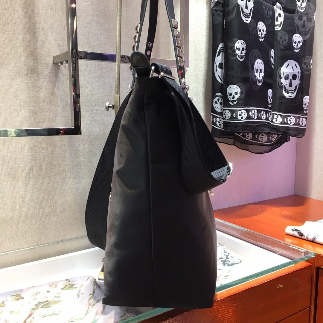Prada Black Nylon Tote With Leather And Studs 1BG212