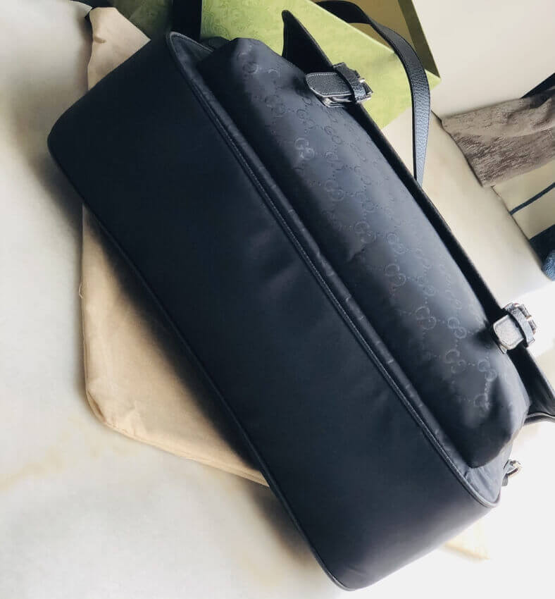 Gucci GG Guccissima Black Medium Nylon Messenger Bag 510334