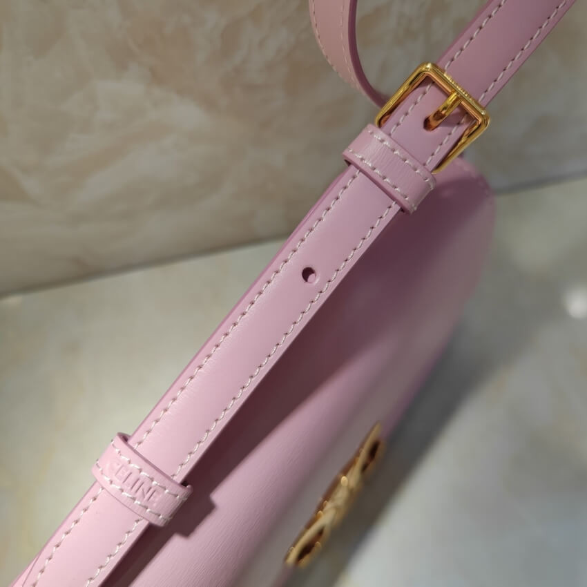 Celine Triomphe Shoulder Bag In Shiny Calfskin 194143 Lavender Grey