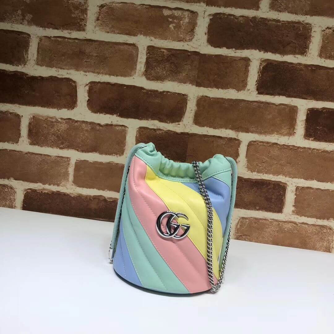 Gucci GG Marmont Mini Bucket Bag In Pastel And Rainbow 575163