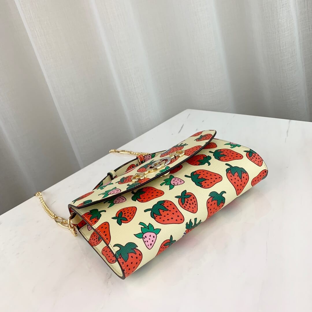 Gucci Zumi Strawberry Print Small Shoulder Bag 572375