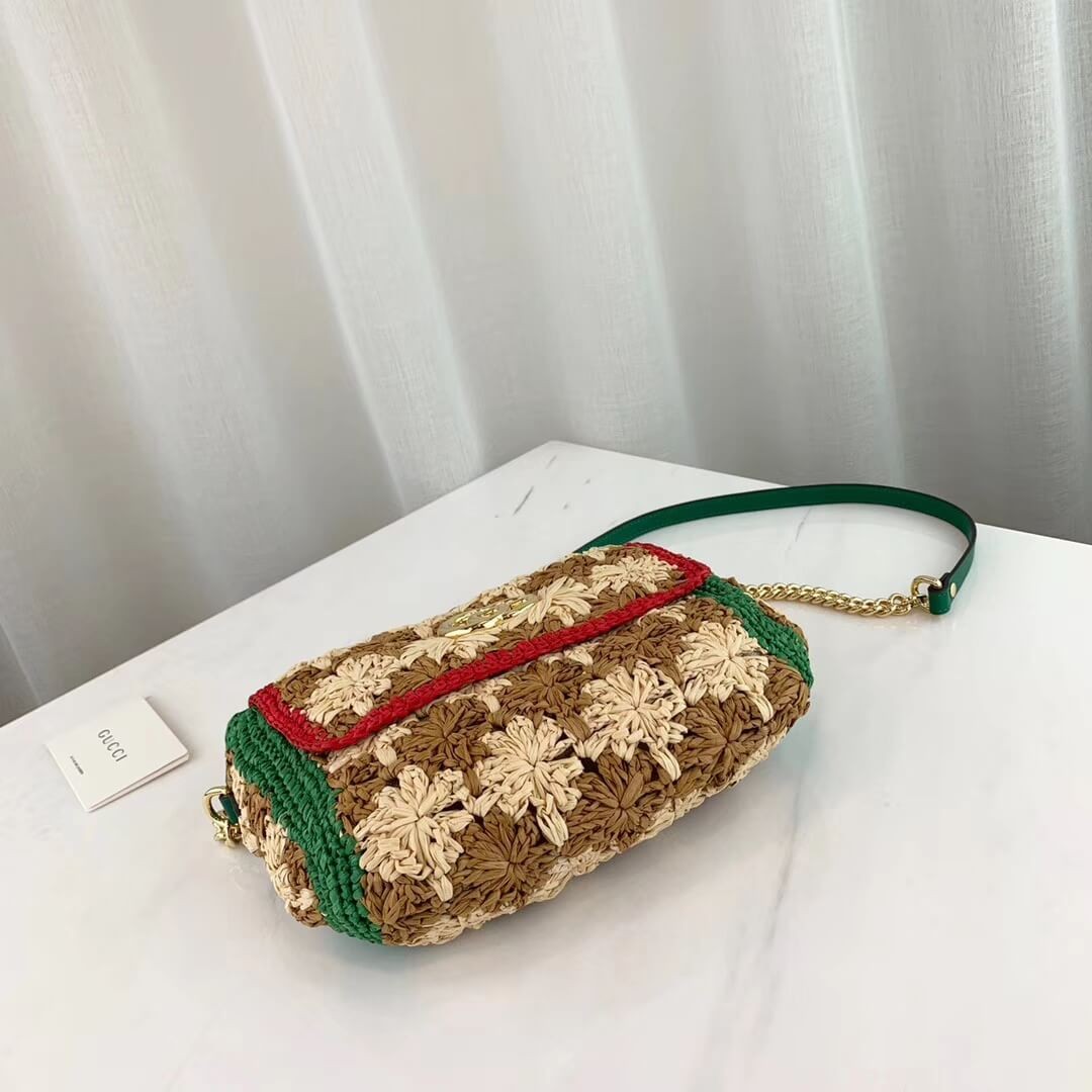 Gucci GG Marmont Raffia Small Shoulder Bag 574433