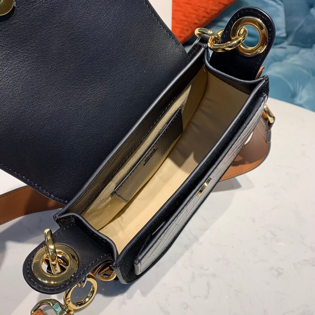 Chloe Small Tess Bag In Embossed Croco A876