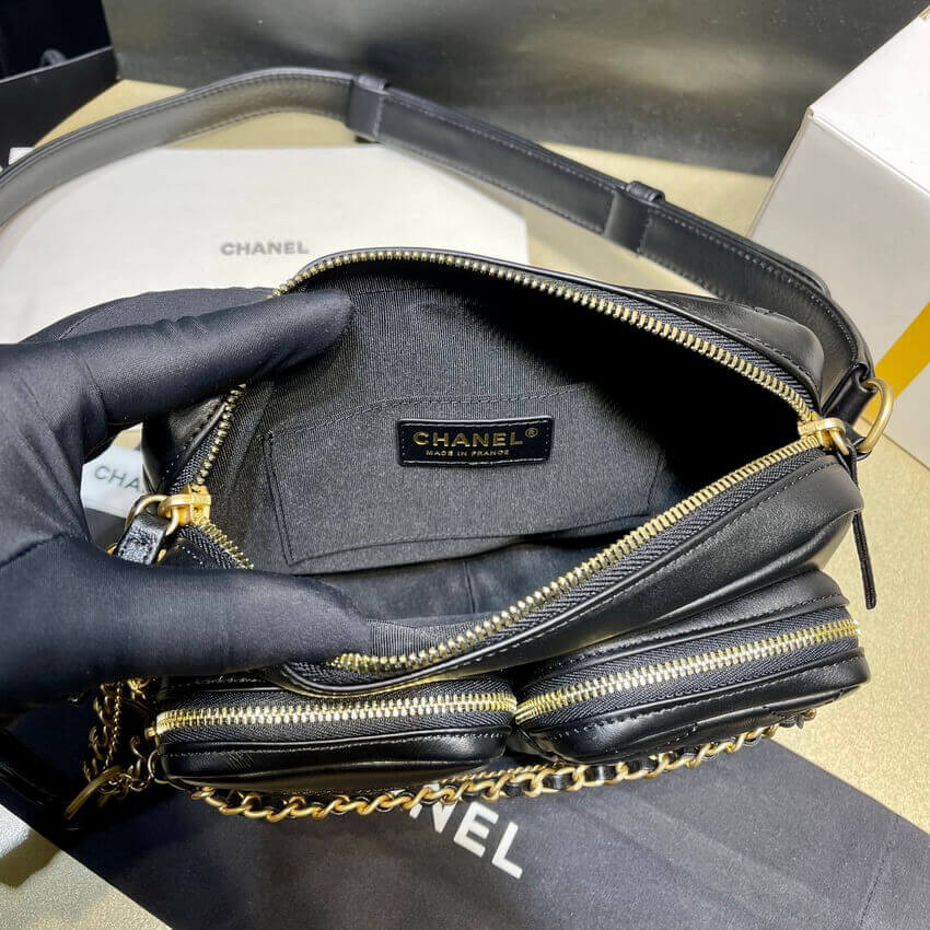 Chanel Calfskin Leather Camera Case AS2924 Black