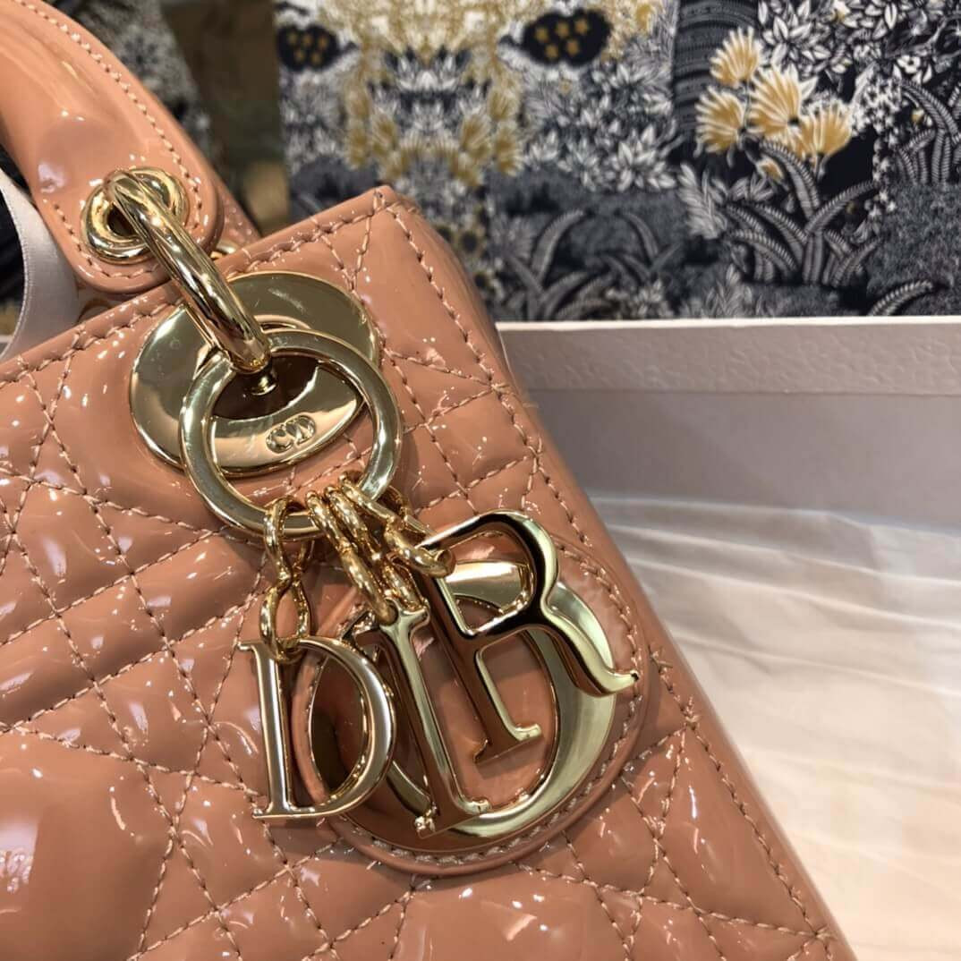 Christian Dior Patent Calfskin Mini Lady Dior Bag M0505