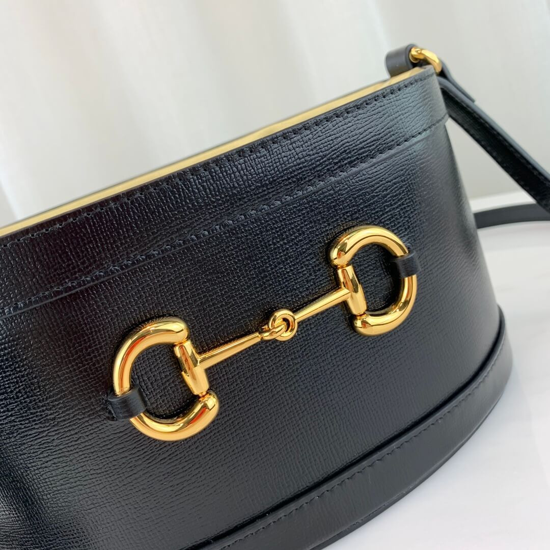 Gucci 1955 Horsebit Bucket Bag 602118 Black/Butter