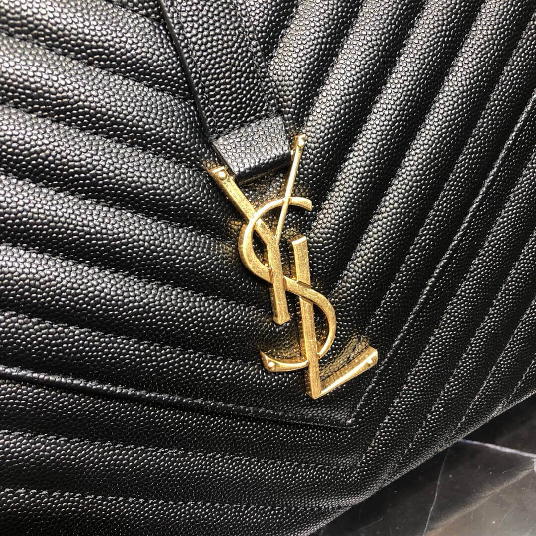 Saint Laurent Grain Leather Large Envelope Chain Bag 396910 Black