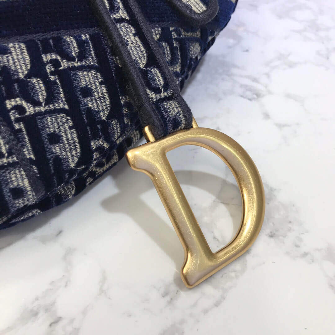 Dior Oblique Embroidered Velvet Saddle Bag M0446C