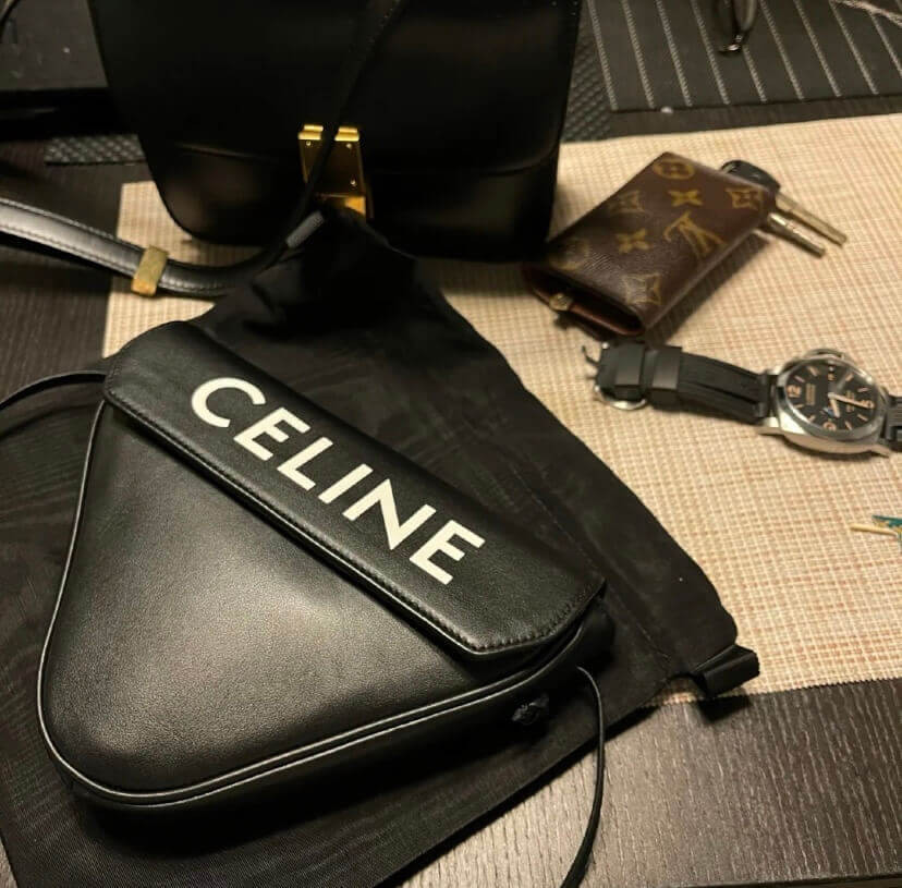 Celine Triangle Bag In Smooth Calfskin With Celine Print 195903